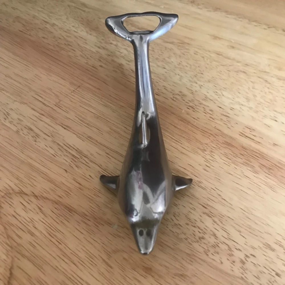 Vintage Chrome Dolphin Shaped Bottle Opener